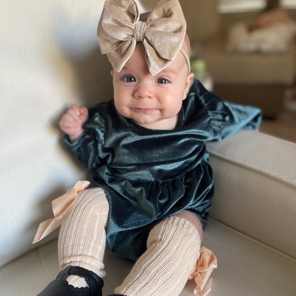 Ophelia Velvet Baby Romper French Blue