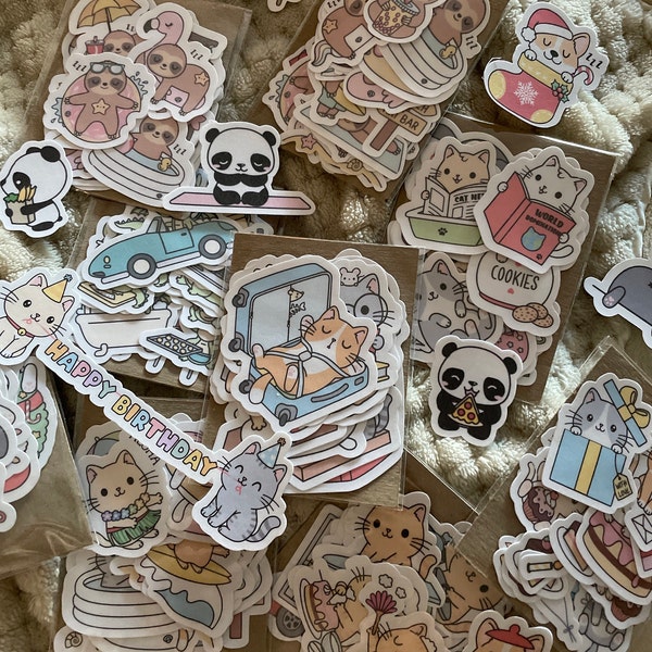 Cute Kawaii Cat Mega Sticker Pack | Cute | Fun Stickers | Stickers ...