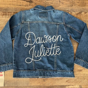 Custom Levis Hand Embroidered Kids Girls Boys Denim Jacket Personalized ...