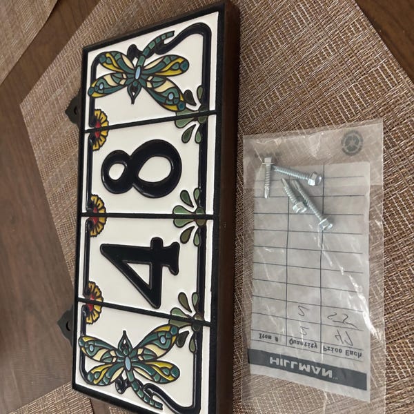 Dragonfly House Numbers | Blue on White Ceramic Tile | Dragonfly End ...