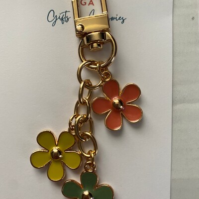 Sakura Cherry Blossom Keychain Charm Gold Keychain Charm - Etsy