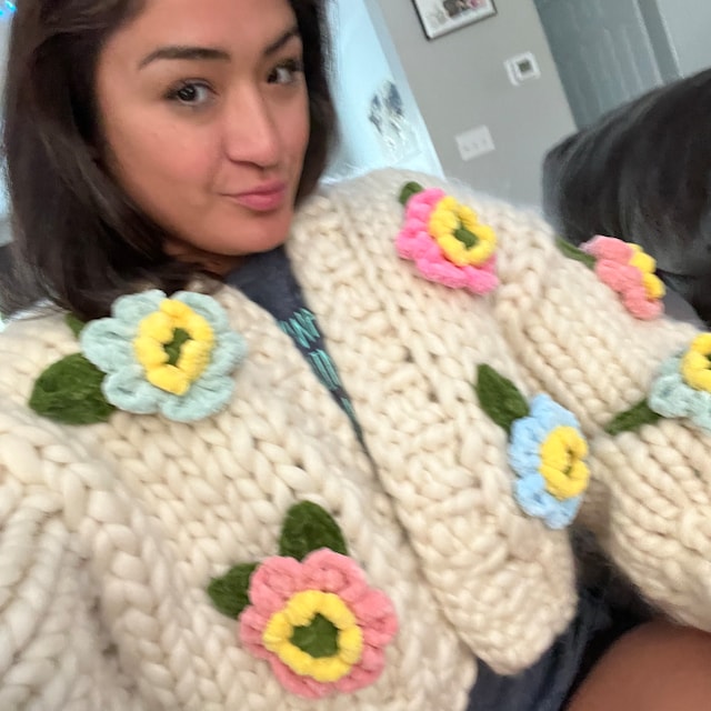 Leilayca,exotic Lotus Blossom , Chunky Knit Cardigan, Fluffy Leilayca,exotic Lotus Blossom , Chunky Knit Cardigan, Fluffy
