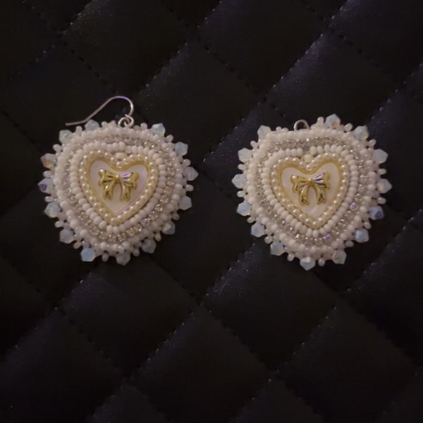 Beautiful Gold Plated Heart with bow Earrings