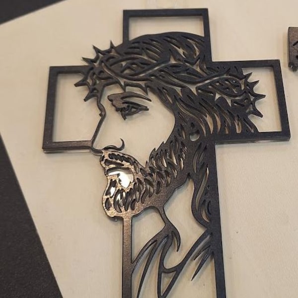 Jesus Cross SVG Cut File, Jesus Face Cross, DXF for Plasma & Laser ...