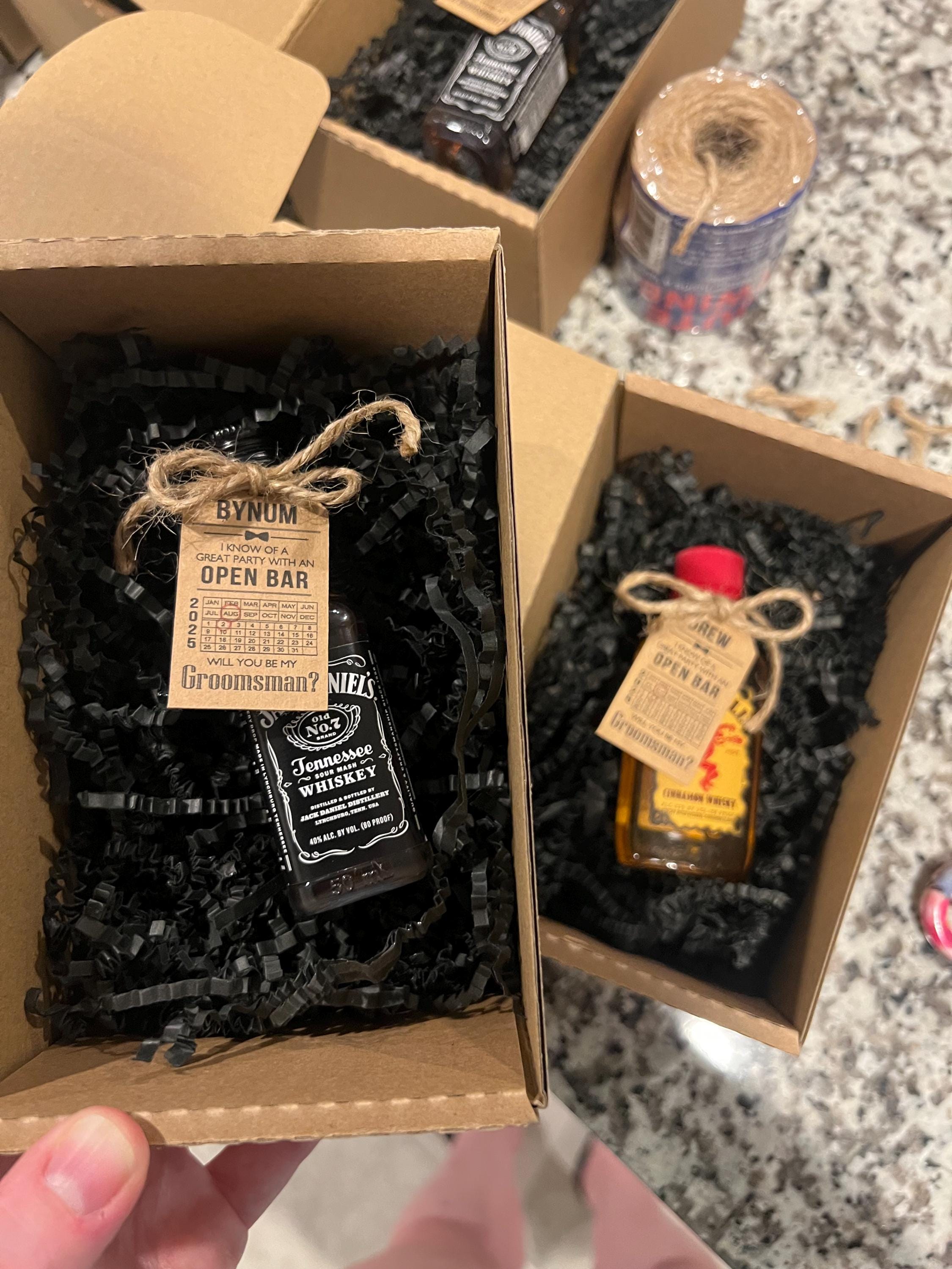 Custom Groomsman Best Man Officiant Proposal Box Gift Hang Tags, Will You Be My Usher Tags, Take A Shot Mini Tags