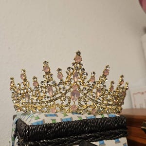 Diadème Vintage Cristal Or Rose Pour Femme - Couronne Mariage Fête Avec Épingles, Élégance Royale