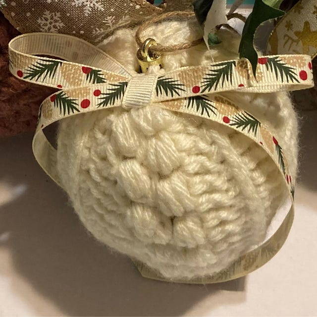 A customer's finished Autumn Wheat Bauble Ornament Crochet Pattern