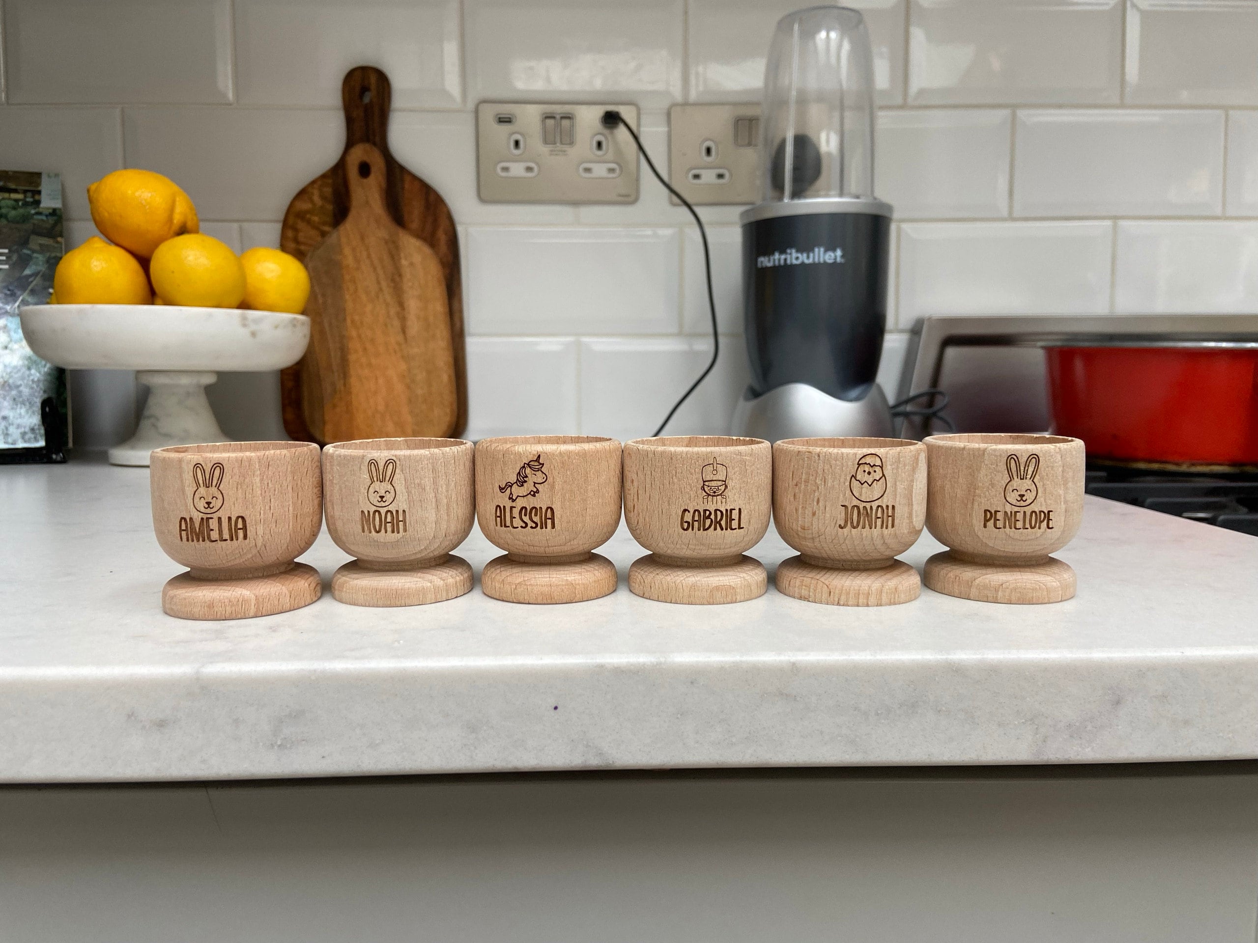 Personalised Egg Cup, Engraved Wooden Egg Cup, Easter Gift for Kids, Dippy Egg Holder, Unicorn, Dinosaur, Solider, Bunny Rabbit, Chick