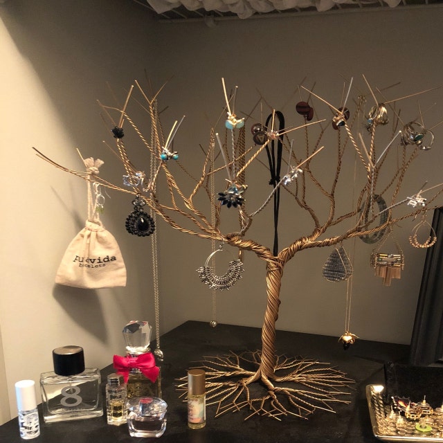 Gold Jewelry tree Stand. Jewelry holder organizer tall for