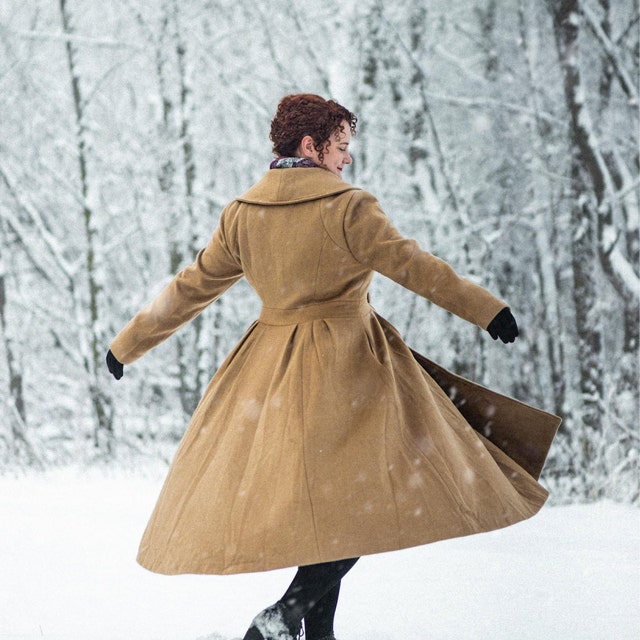Vintage Inspired Wool Princess Coat, 1950s Swing Coat, Long Wool
