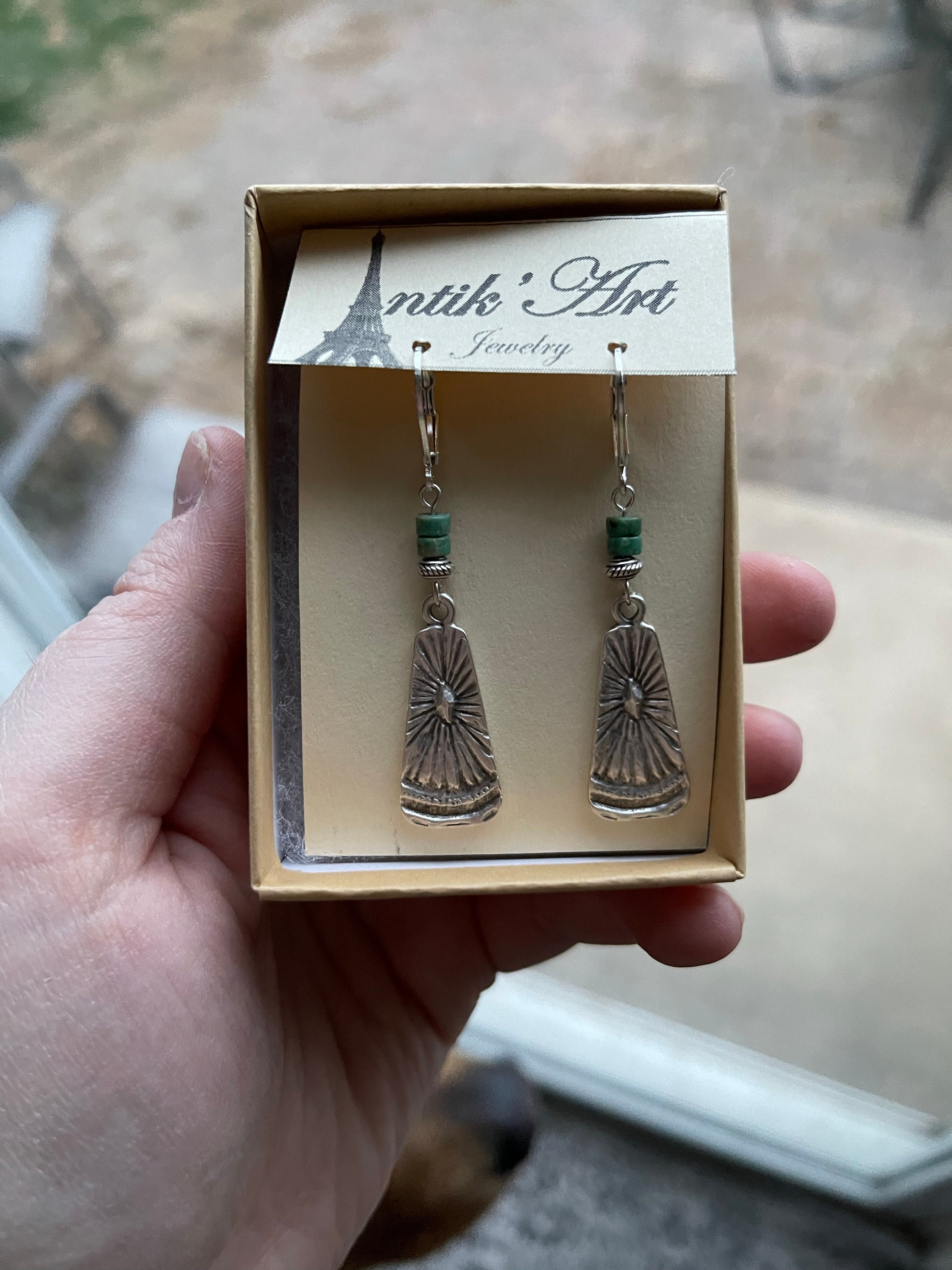 Silver Genuine Turquoise Earrings Dangle Earrings Boho Earrings Drop earrings Boho jewelry Stone Earrings Bohemian earrings Gift For women