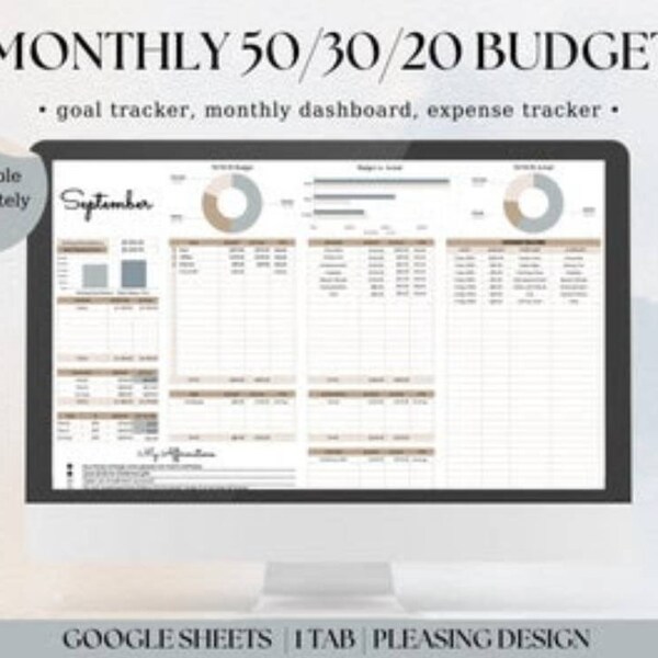50 30 20 Budget Spreadsheet Google Sheets Budget Planner Monthly Budget ...