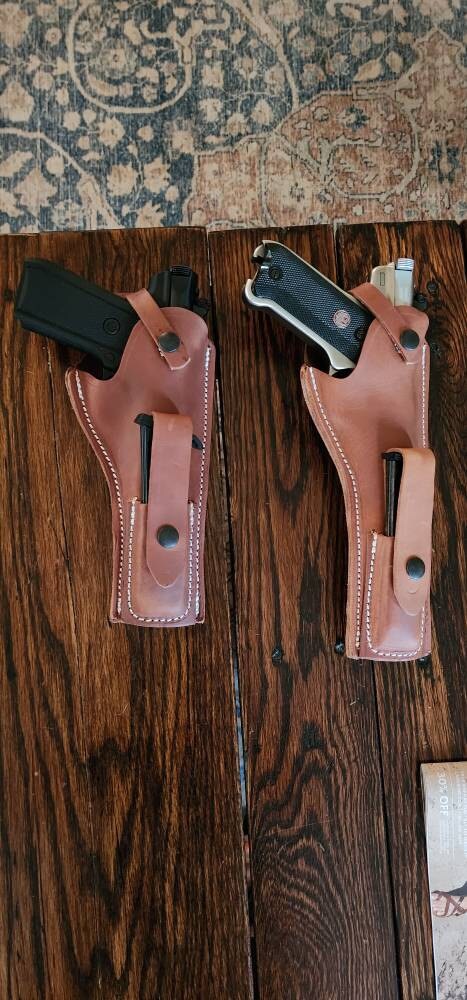 Ruger Mark I II III IV Tanned Leather Holster w Magazine Pouch Mk & Standard 4.75, 5.5, 6, 6.88 Barrels