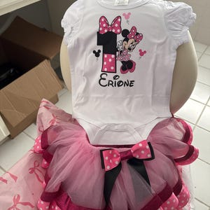 Minnie Shirt and Tutu Set, Hot Pink Minnie Birthday Outfit, Minnie Shirt,1st, 2nd, 3rd Minnie Birthday Outfit