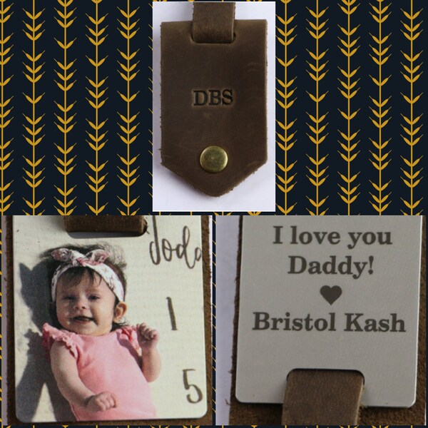 First Time Dad Gift, Leather Keychain Personalized With Photo and Name ...