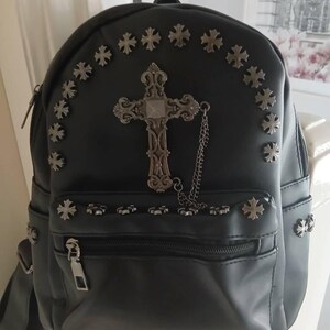 GOTHX Black Vegan Cross Mini Stud Backpack - Witchy Gift - Goth