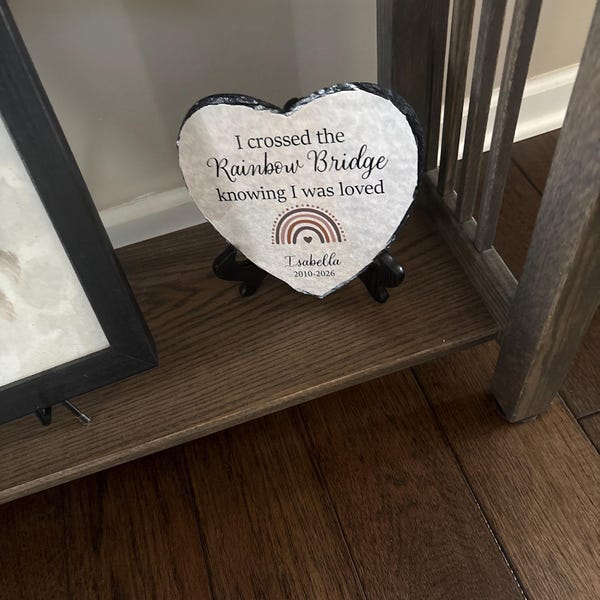 Crossed the Rainbow Bridge Memorial Plaque, Personalized Pet Loss ...