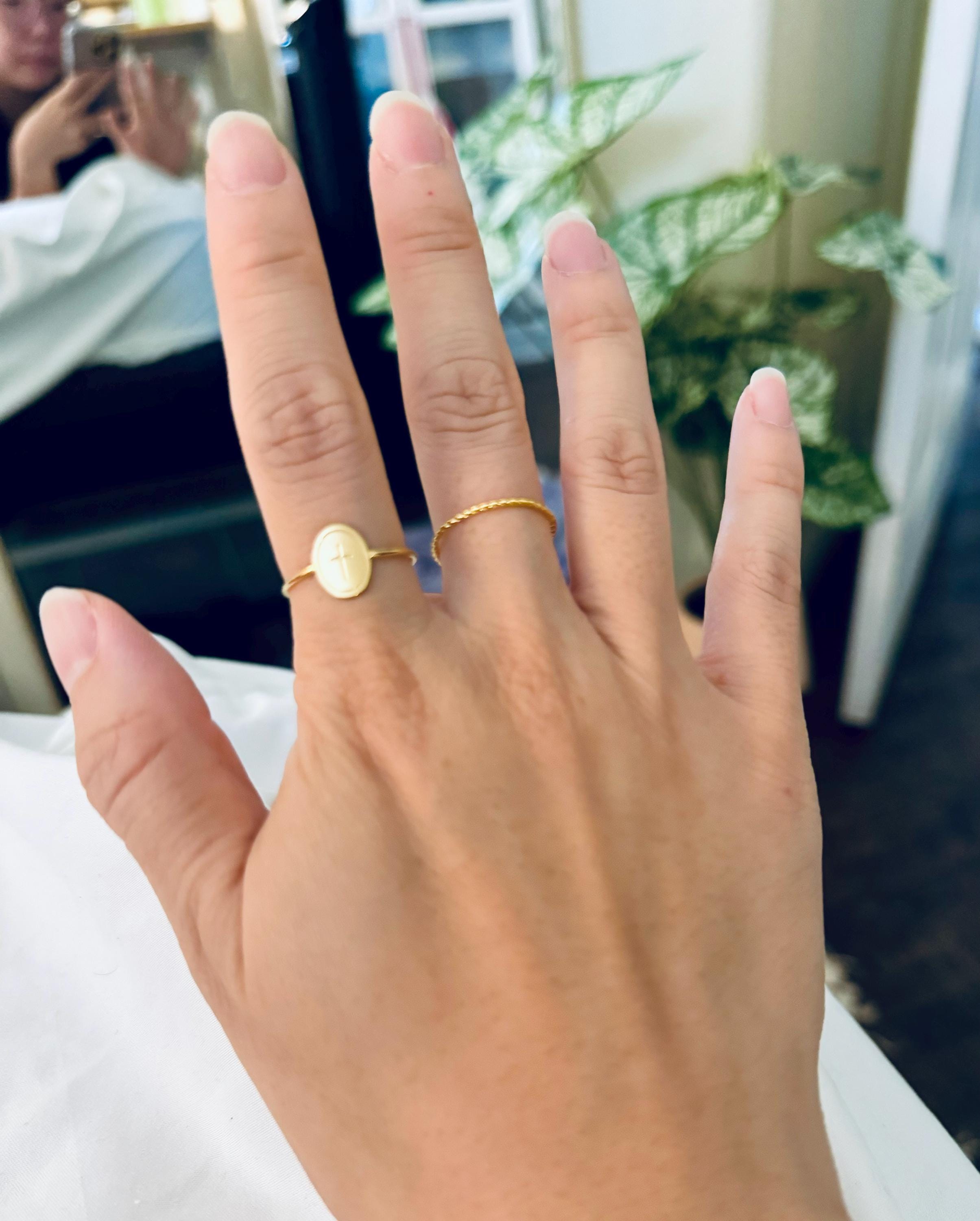 Ovaler Kreuzring, Erbstück Kreuzring, christliches Schmuckgeschenk, Schriftring, Glaube Schmuck, christliches Geschenk, Jesus Schmuck, Gold Kreuz Ring