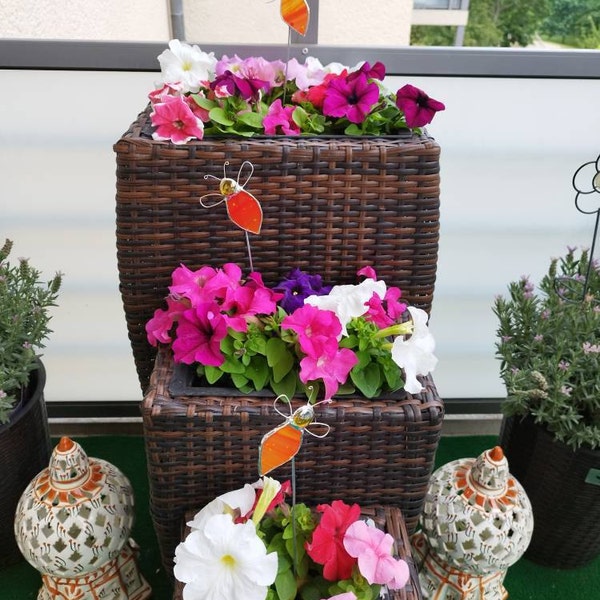 Biene aus Glas, Gartenstecker, orange, Garten Geschenk