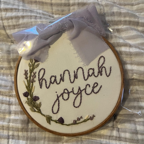 Hand Embroidered Name Hoop, Personalized Embroidery Hoop, Baby Name ...