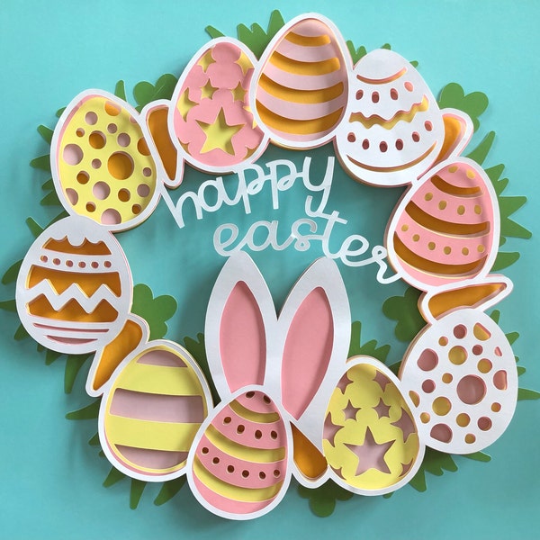 3D Happy Easter Wreath- Mandala Layered Digital Cut File - Etsy
