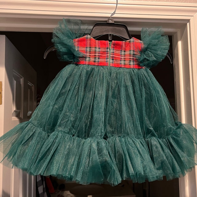newborn plaid christmas dress Iris Beige Plaid Baby Girl Christmas Dress 6-24 Months 6-9 ay main image 1