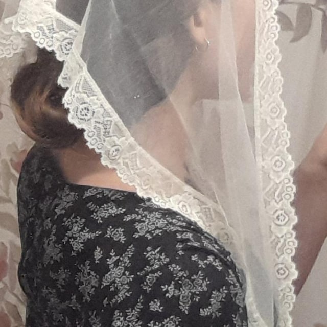 BEAUTELICATE Kanten Mantilla sjaal sluier tule stola zwart wit voor dames kerk beurs kapel katholieke bruid bruidsmeisje, wit, Eén maat