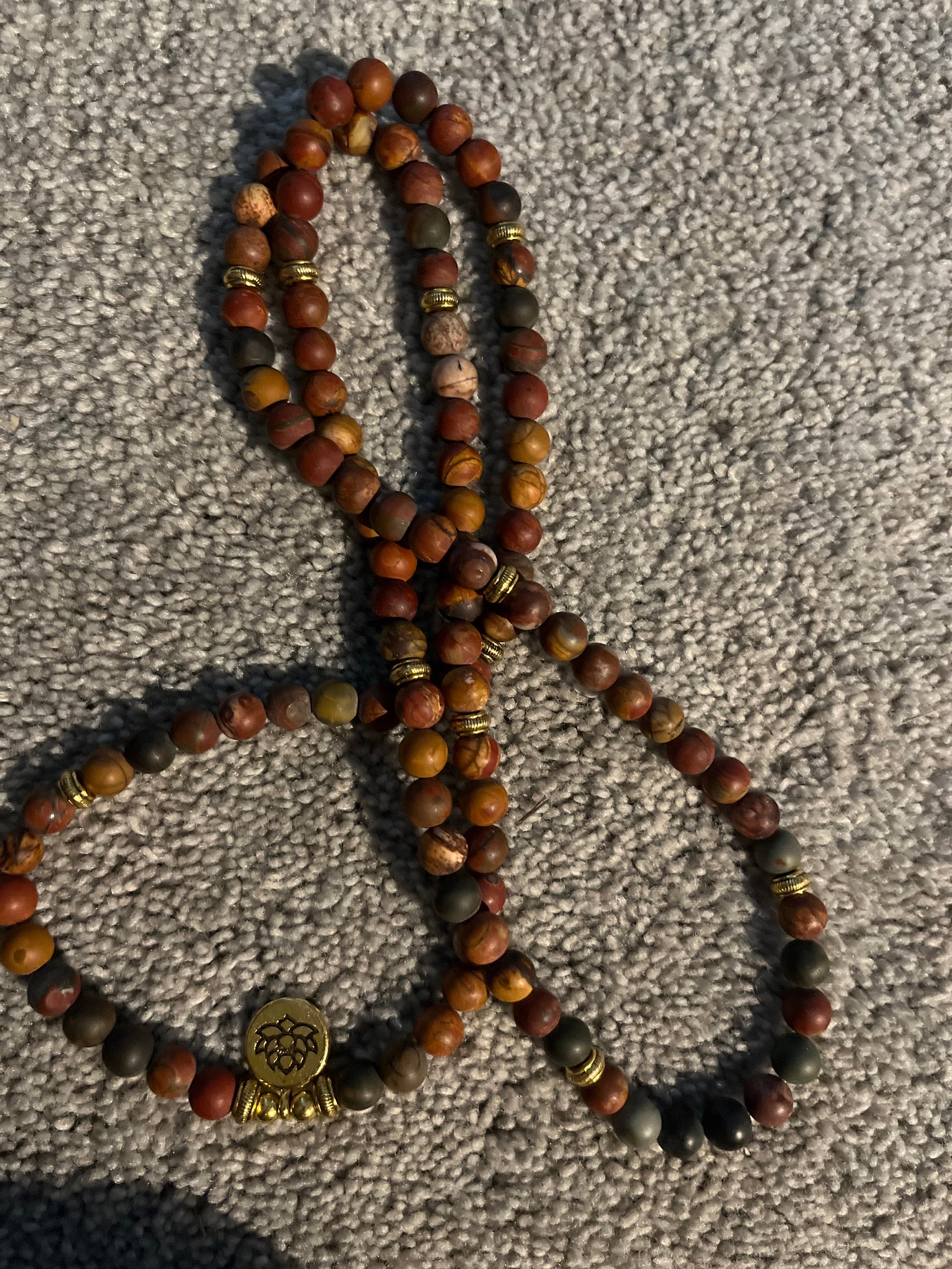 Red Creek Jasper Stone Bracelet. 108 Beads Mala Prayer Bracelet, Natural Gemstone Bracelet, Anxiety Stress Relief Bracelet Inner Peace Gift