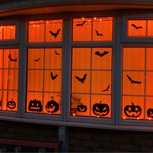 Halloween Window Decals, Halloween Pumpkins and Bat Window Decor