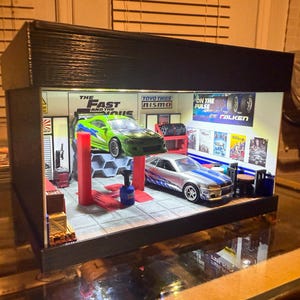 1/64 Scale Lighted Fast & Furious Themed Garage Diorama