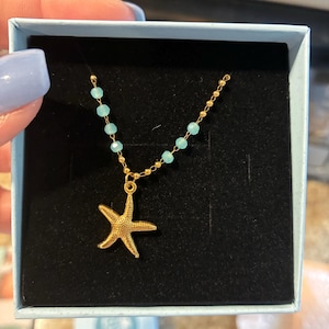 Review photo by Etsy buyer for Pastel Sea Turtle and Starfish Beaded Choker