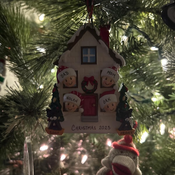 Personalized Family of 4 Home Ornament With 2 Dogs or Cats Added -4 ...