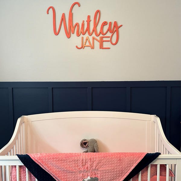 Custom Wood Baby Name Sign Letter Wall Art Kids Room Art Wall Art for ...