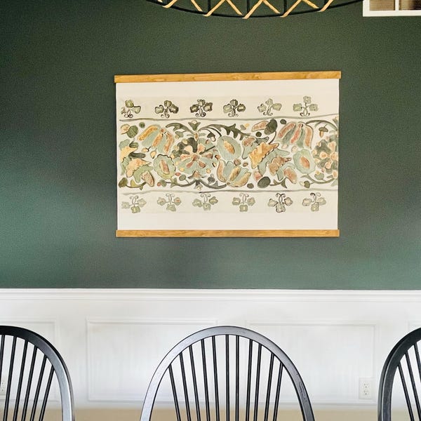 Botanical Tapestry Wall Art | Oversized Vintage Floral Textile | T52 - Etsy - Wall Tapestry With Botanical Prints