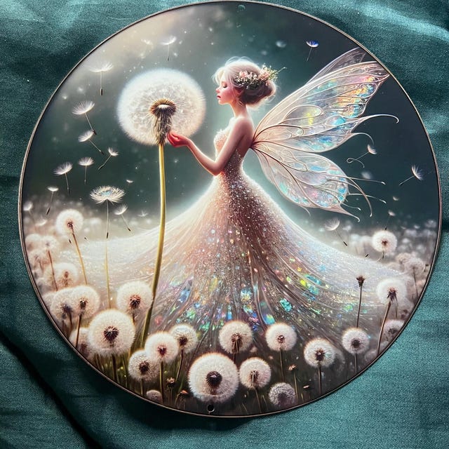 Dandelion Fairy Metal Plaque: Enchanted Garden Wall Art, Whimsical