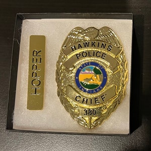 Chief Hopper Hawkins Police Badge and Name Tag Prop Replica From ...