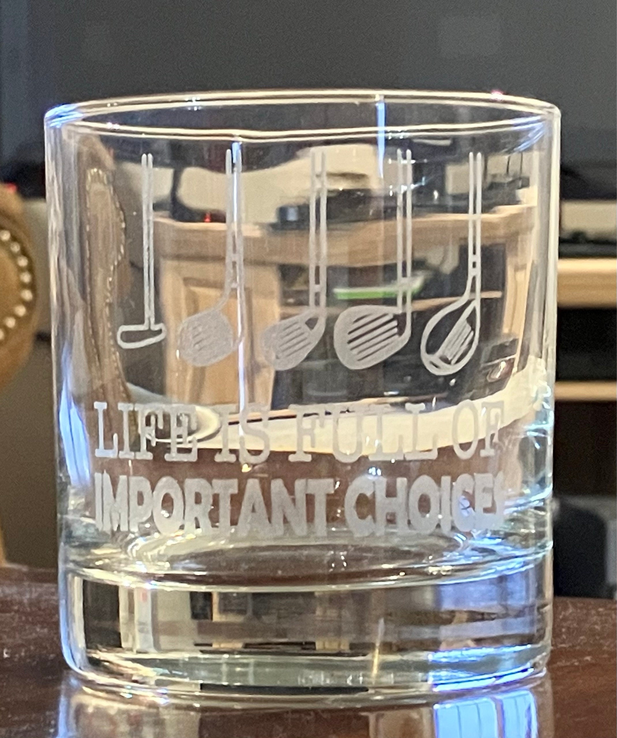 Funny Golf Life Is Full Of Important Choices Whiskey Glass Best Dad Grandpa Golf Clubs Father&#39;s Day Gift Golf Gifts for Dad Him Christmas