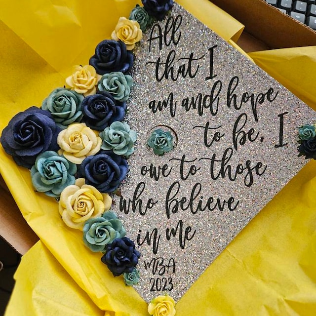 Graduation Cap Topper I am the Storm with glitter and flowers – GlitterMomz