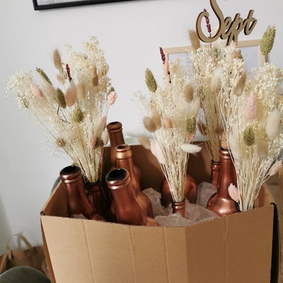 Bouquet De Fleurs Séchées Lagurus Ovatus Dégradé Naturel Pour La Décoration De Mariage