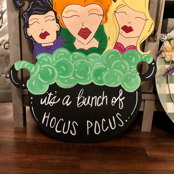 Hocus Pocus Cauldron- Unfinished Wood Laser Cutout, Door Hanger, Wreath ...