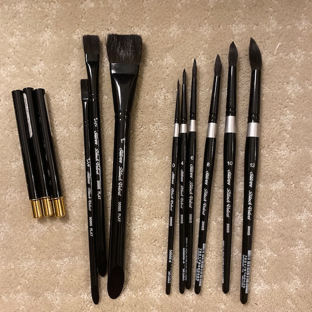 Premium Watercolor Brush: Black Velvet Flat (3008S