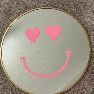 Smiley Gesicht für Spiegel Wandtattoal Art Sticker Vinyl Home Decor Mädchen  Frauen Makeup Lashes Brows Beauty Vanity Schlafzimmer Süß Trendy Smile Happy  - .de