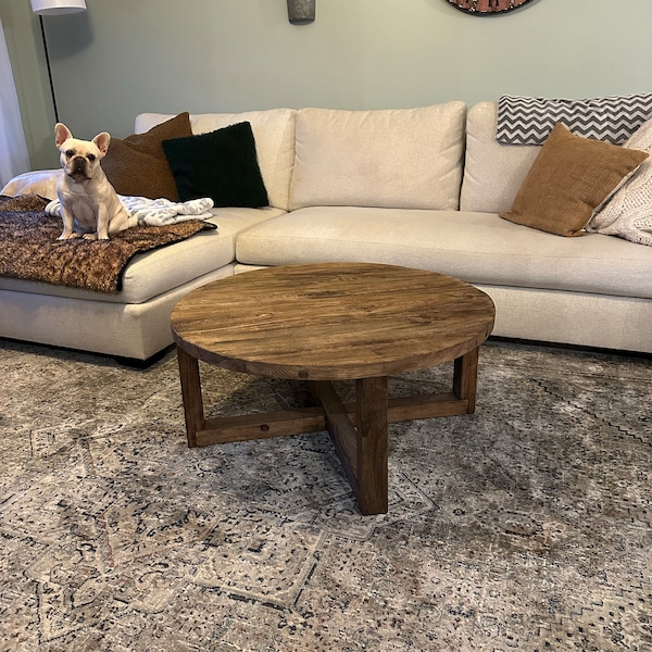 Round Wood Coffee Table Modern Furniture, Rustic Modern Table Reclaimed Wood - Etsy