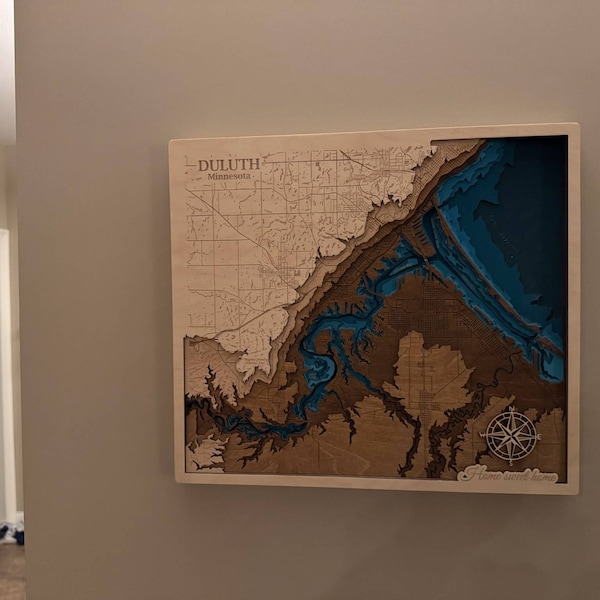 Custom Map Gift 3D Engraved on Wood - Personalized Wooden Wall Art ...