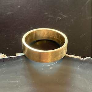 Solid Yellow Gold Wedding Ring, 6mm Wide Ring, Brushed Gold, Solid 14k ...