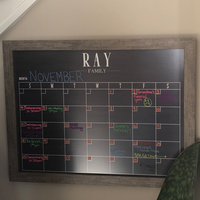 Monthly Framed Chalkboard Calendar + 2 sections, Vertical Swanson