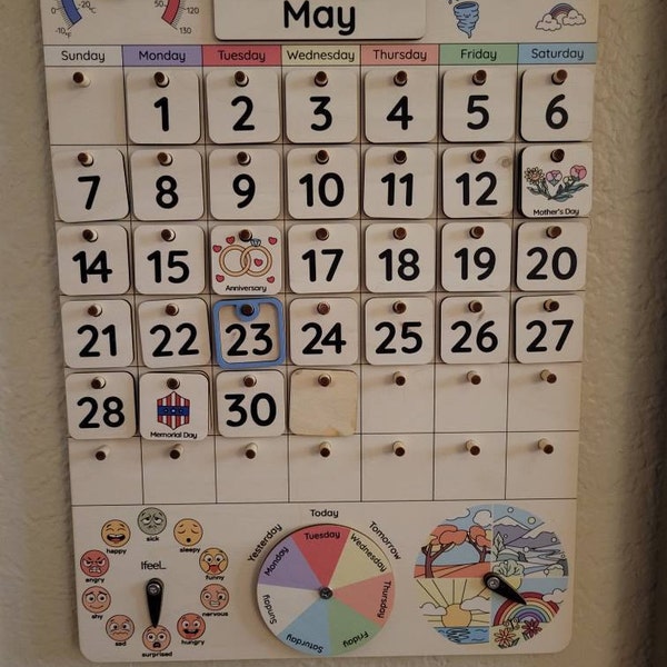 Montessori Calendar Wooden Calendar for Toddlers Gifts for Kids Wall Montessori Calendar Wooden Calendar for Toddlers Gifts for Kids Wall