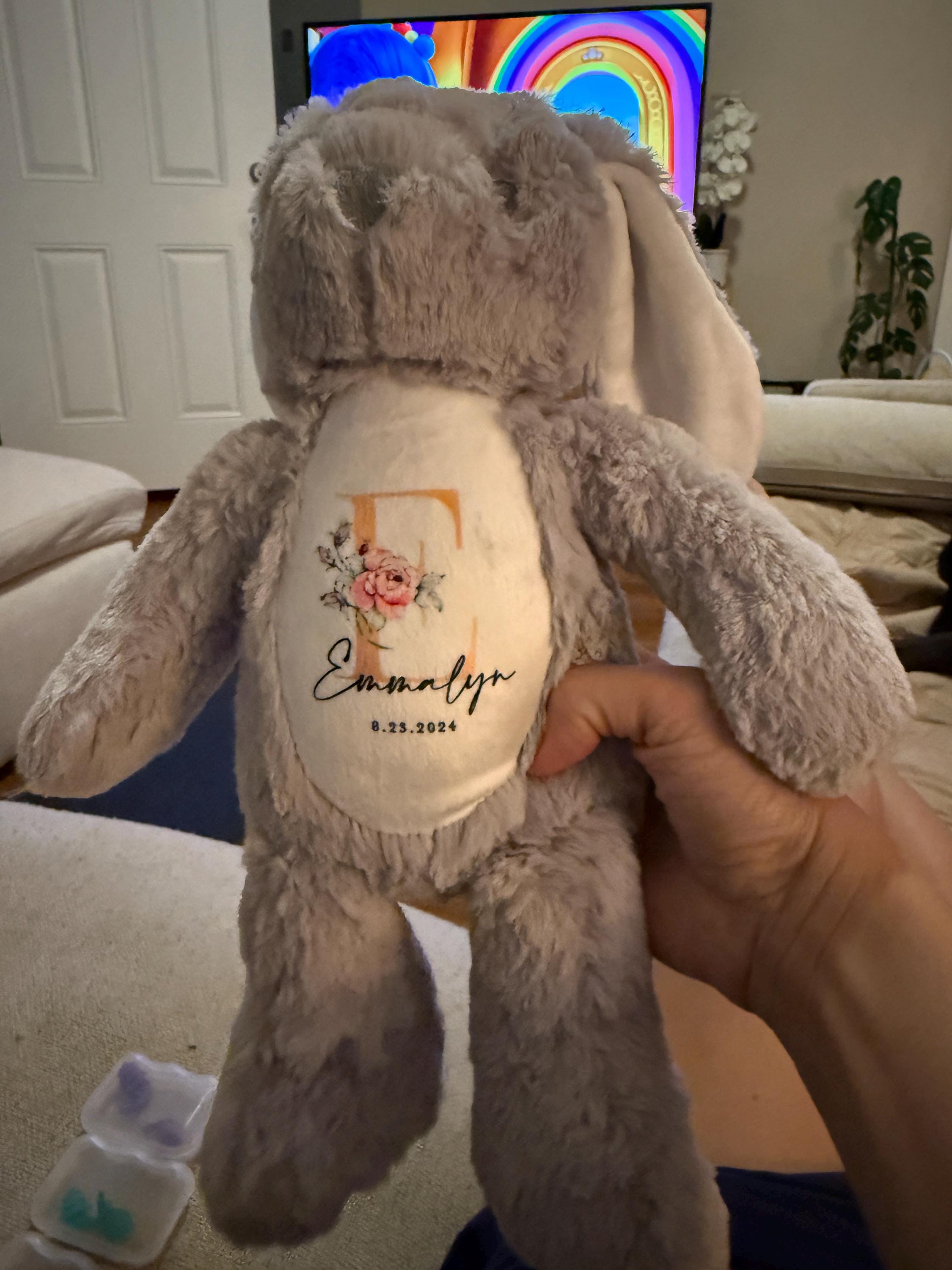 Personalised Bunny Rabbit, New Baby Gift, Personalised Plush Soft Toy, Your Name Teddy, Cuddly Toy, Girls and Boys Teddy Baby Shower Gift
