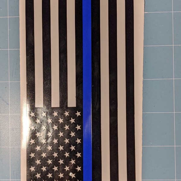 Adesivo Polizia Bandiera Americana Adesivo Bandiera USA Con Linea Blu Sottile - Decalcomania Per Forze Dell'ordine, Polizia Adesivo Thin Blue Line - Foto 3