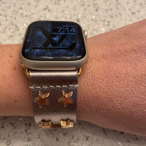 Thick Leather Compatible With Apple Watch Band / Gold Star 